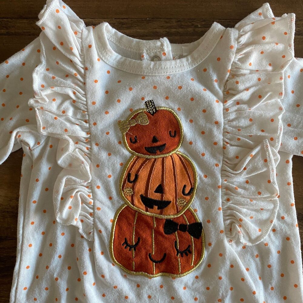 Chick Pea Pumpkin Dot Romper Girls' 3-6 Months